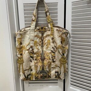 Rare Jim Thompson Botanical Bloom Large Zip Top Canvas Carryall Tote